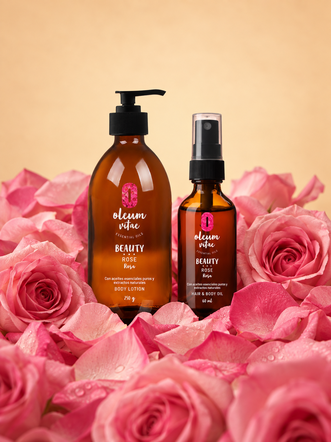 Duo hidratación Hair and Body Oil y Body Lotion Rosa